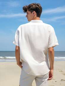 Grayline Men's White Short Sleeve Hawaiian Button Down Pocket