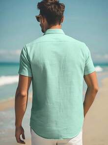 Grayline Men's Mint Short Sleeve Hawaiian Button Down Pocket