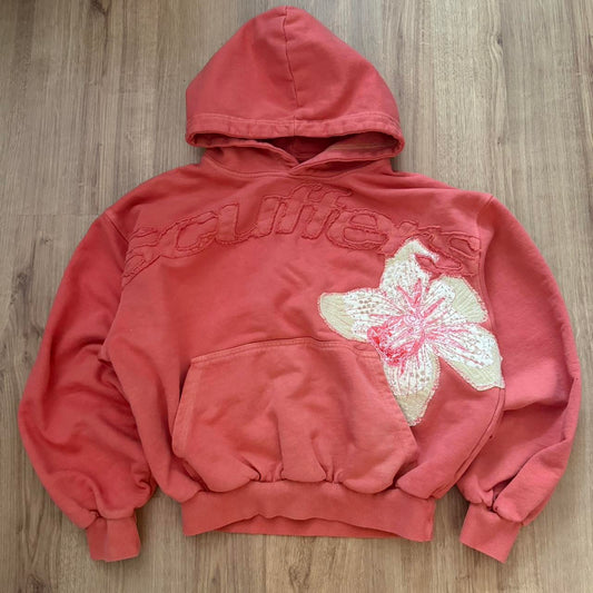 Grayline Coral Flower Patchwork Hoodie